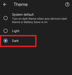 Chrome Dark Mode on Android