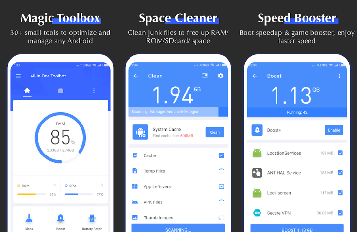Device cleaner and booster for Android