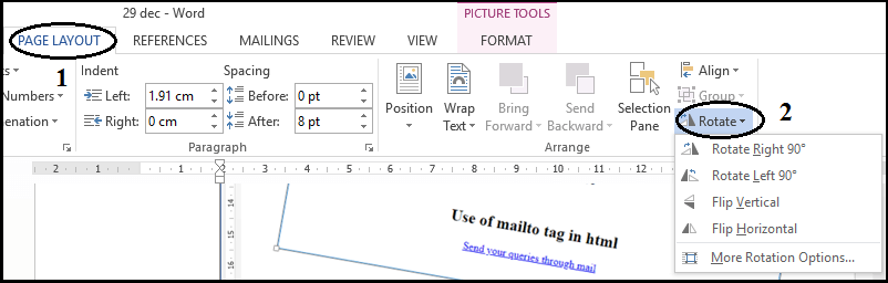 How to rotate a picture in Microsoft Word