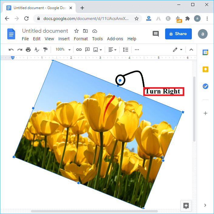 Rotate picture in Google Docs