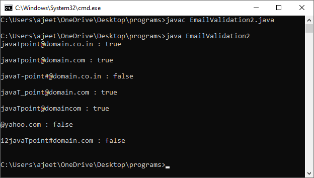 Java Email Validation