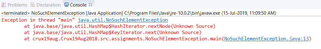 NoSuchElementException in Java