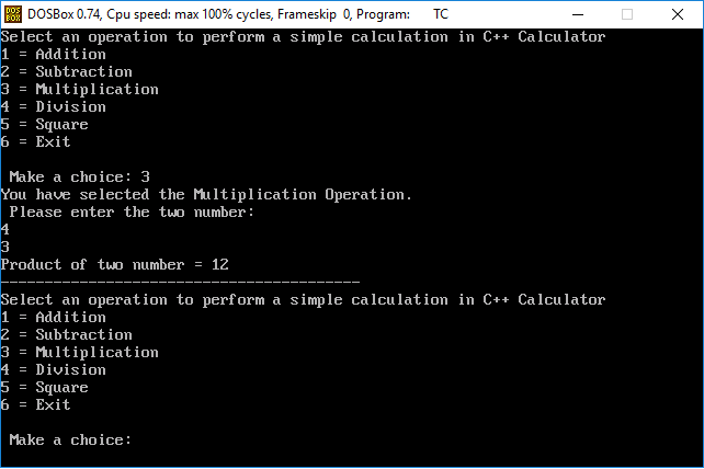 Calculator Program in C++
