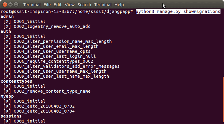 Django showmigrations