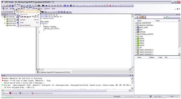 Programming using AVR Studio10