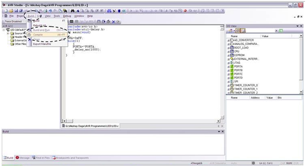 Programming using AVR Studio8