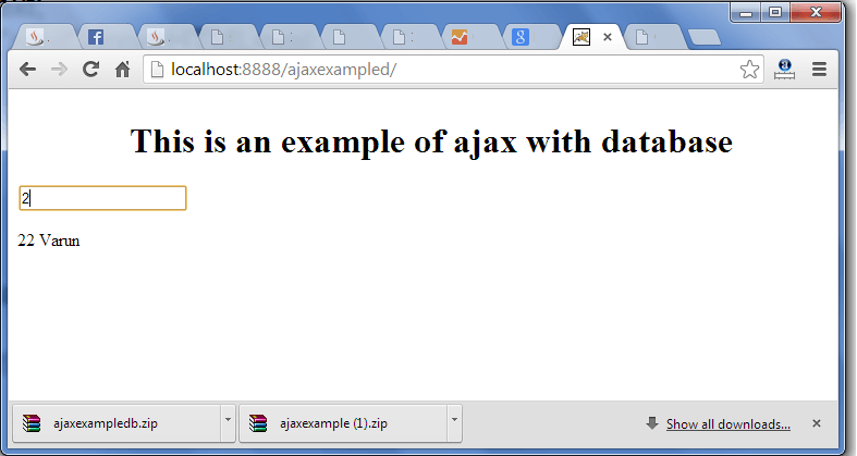 ajax example using database output