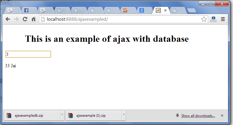 ajax example using database output 2