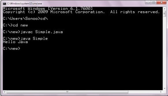 how to compile and run a simple program of java