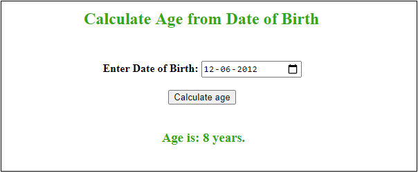 Calculate age using JavaScript