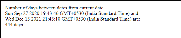 Calculate of days between two dates in JavaScript