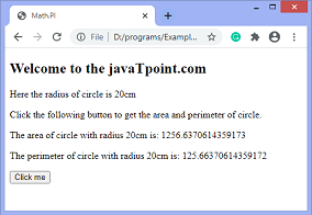 How to calculate the perimeter and area of a circle using JavaScript