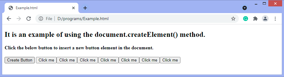 JavaScript create element