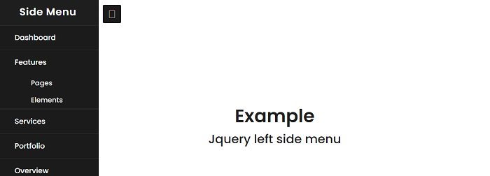 JQuery left side menu