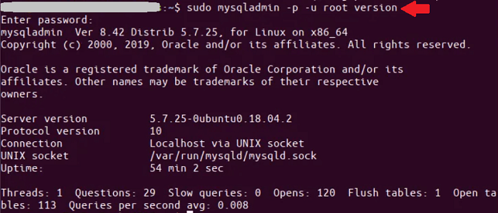 Check MySQL Version Ubuntu