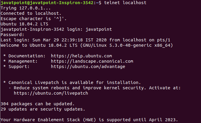 Linux telnet Command
