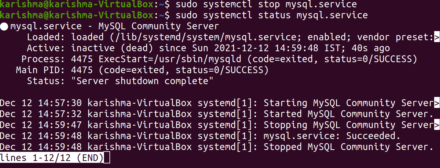 Restart MySQL Ubuntu