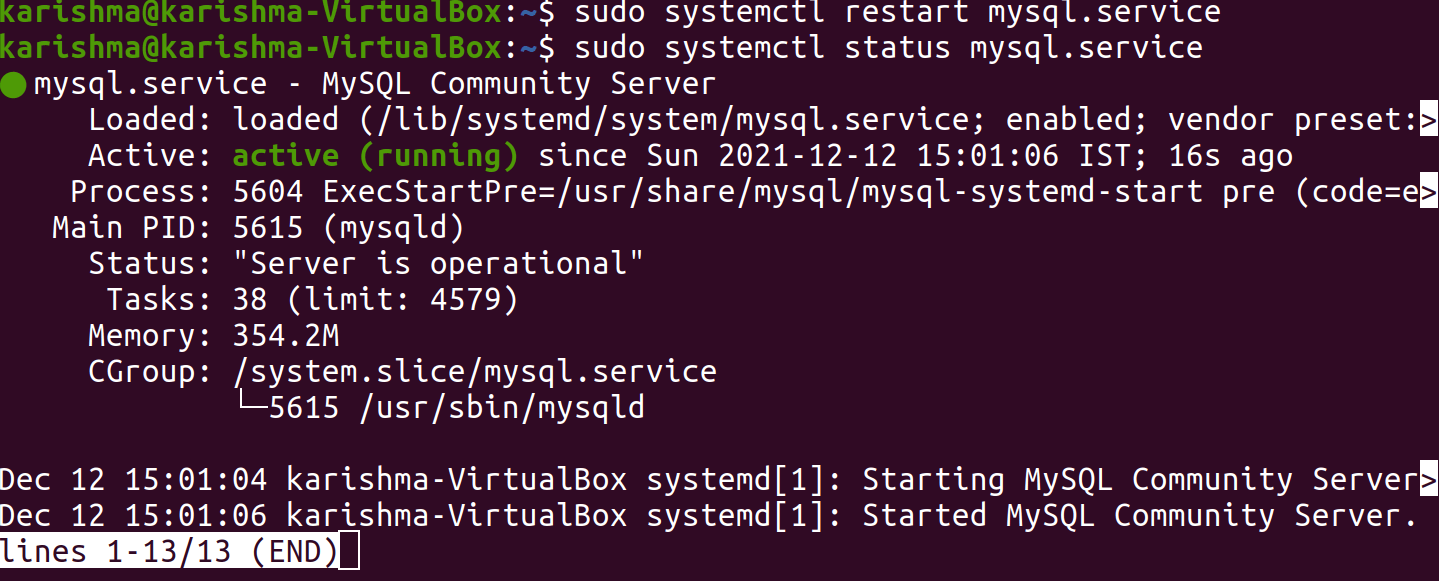 Restart MySQL Ubuntu