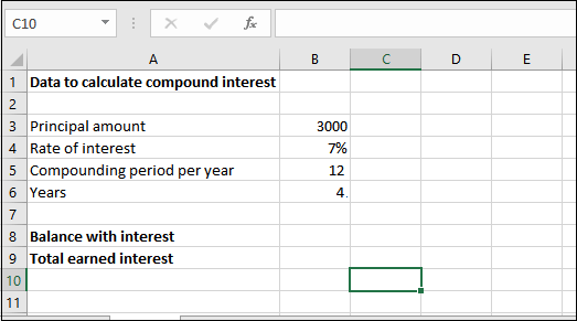 Compound interest formula in Excel