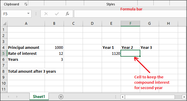 Compound interest formula in Excel