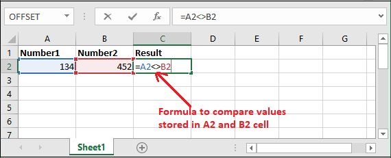 Excel Not Equal Operator