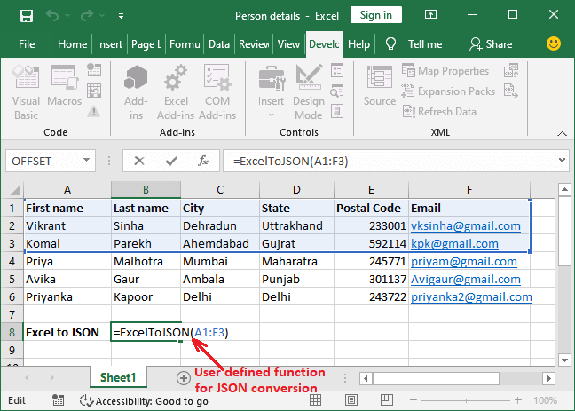 How to convert Excel to JSON?