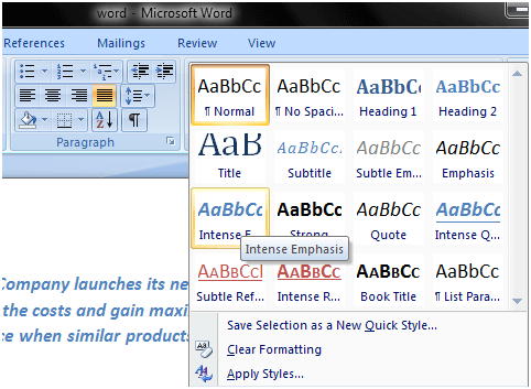 MS Word How to apply style in ms word 2