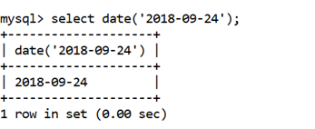 MySQL DATE() Function