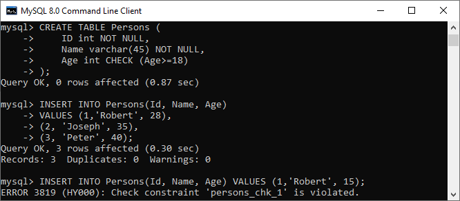 MySQL Constraints