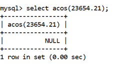 MySQL Math ACOS() Function