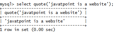 MySQL String QUOTE() Function