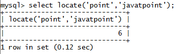 MySQL String LOCATE() Function