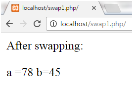 PHP Swapping two numbers 1