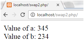 PHP Swapping two numbers 2