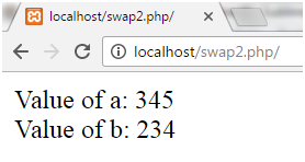 PHP Swapping two numbers 3
