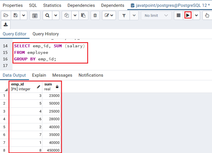 PostgreSQL Having clause