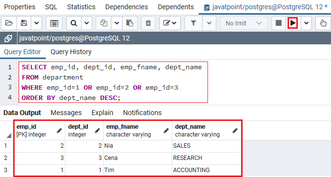 PostgreSQL IN Condition