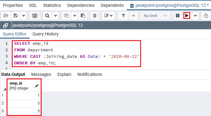 PostgreSQL IN Condition