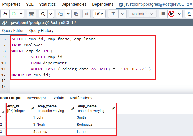 PostgreSQL IN Condition