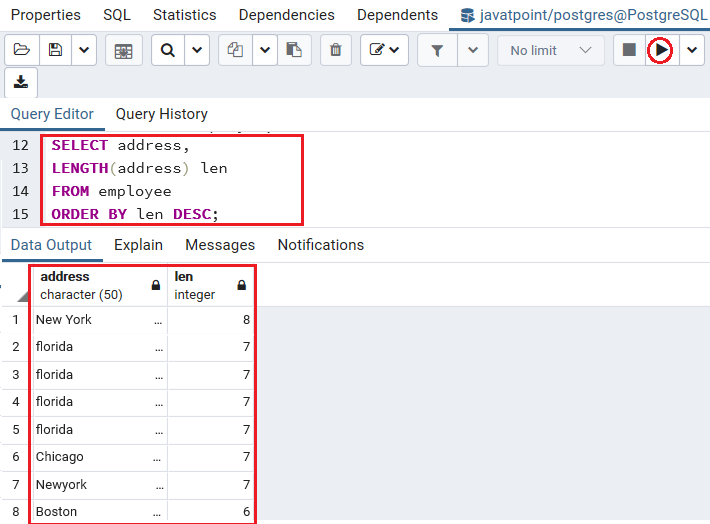 PostgreSQL Order by clause