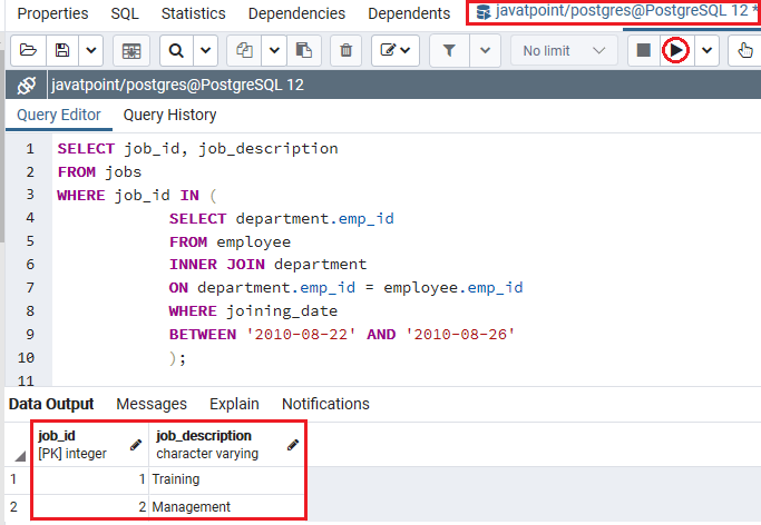 PostgreSQL Subquery