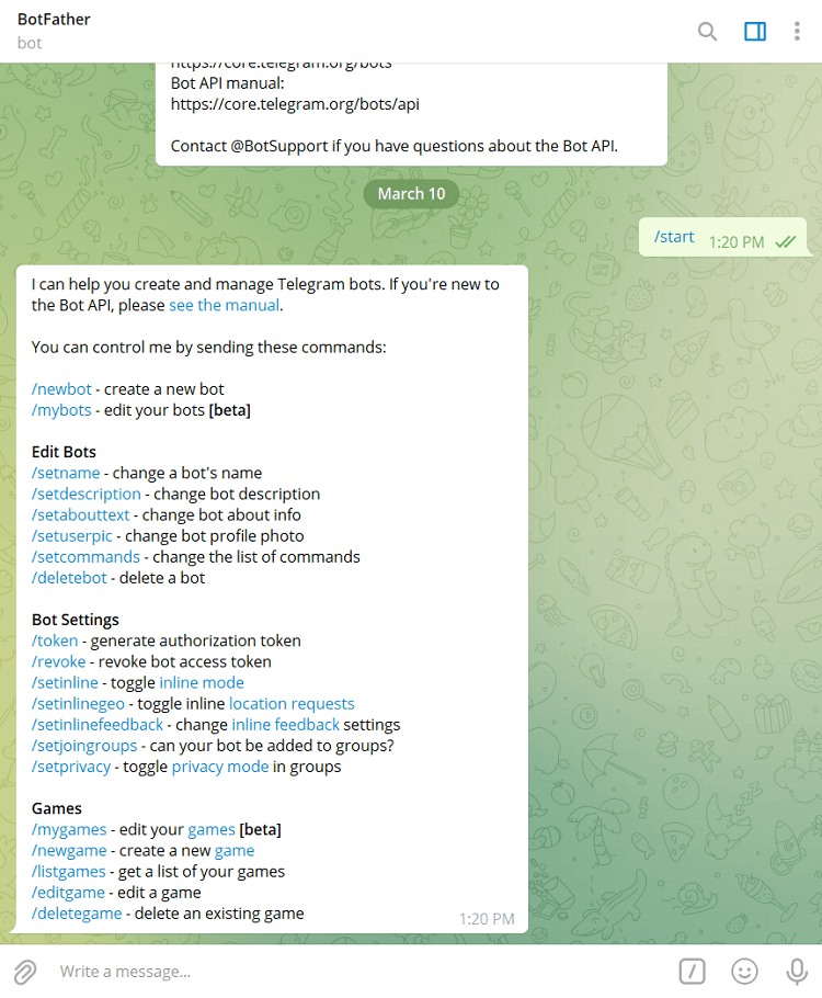 Building a Telegram bot using Python