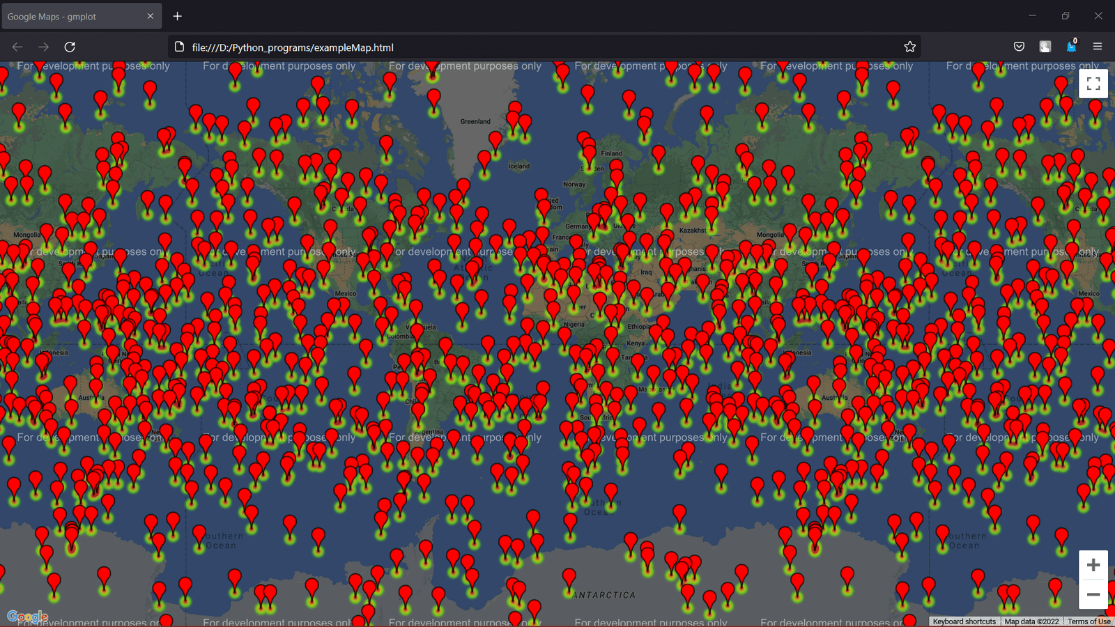 Plotting Google Map using gmplot package in Python