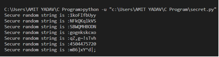 Python Program to generate a Random String