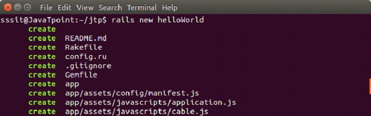 Ruby On rails 5 hello world example 1