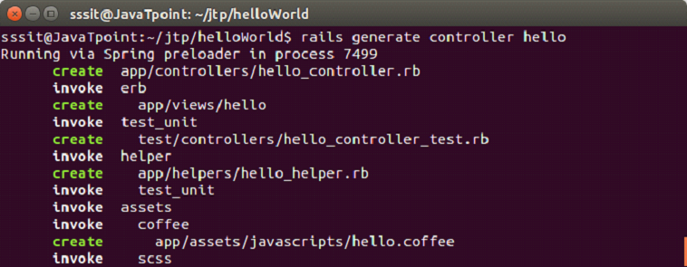 Ruby On rails 5 hello world example 2