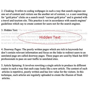 SEO Hidden text 1