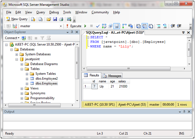 SQL Comparison operators 2