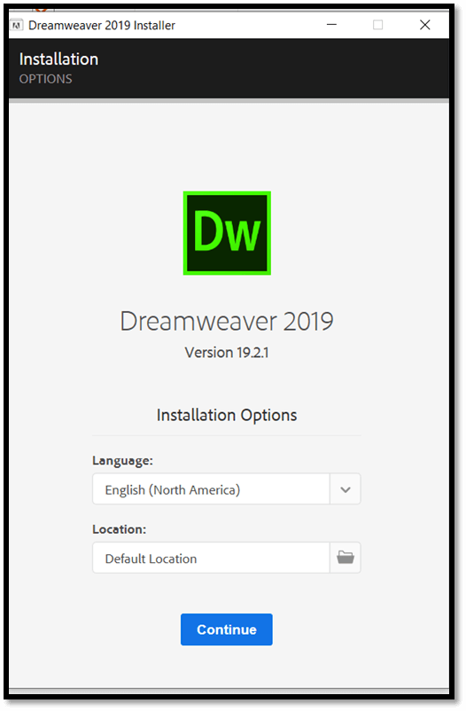 Installation of Adobe Dreamweaver