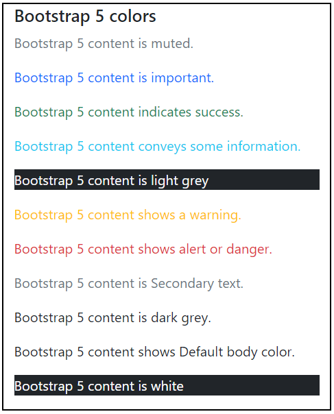 Bootstrap 5 Colors